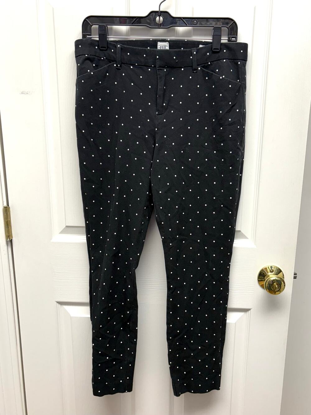 Gap Black White Polka Dot Pants, Signature Skinny Ankle, Size 8
